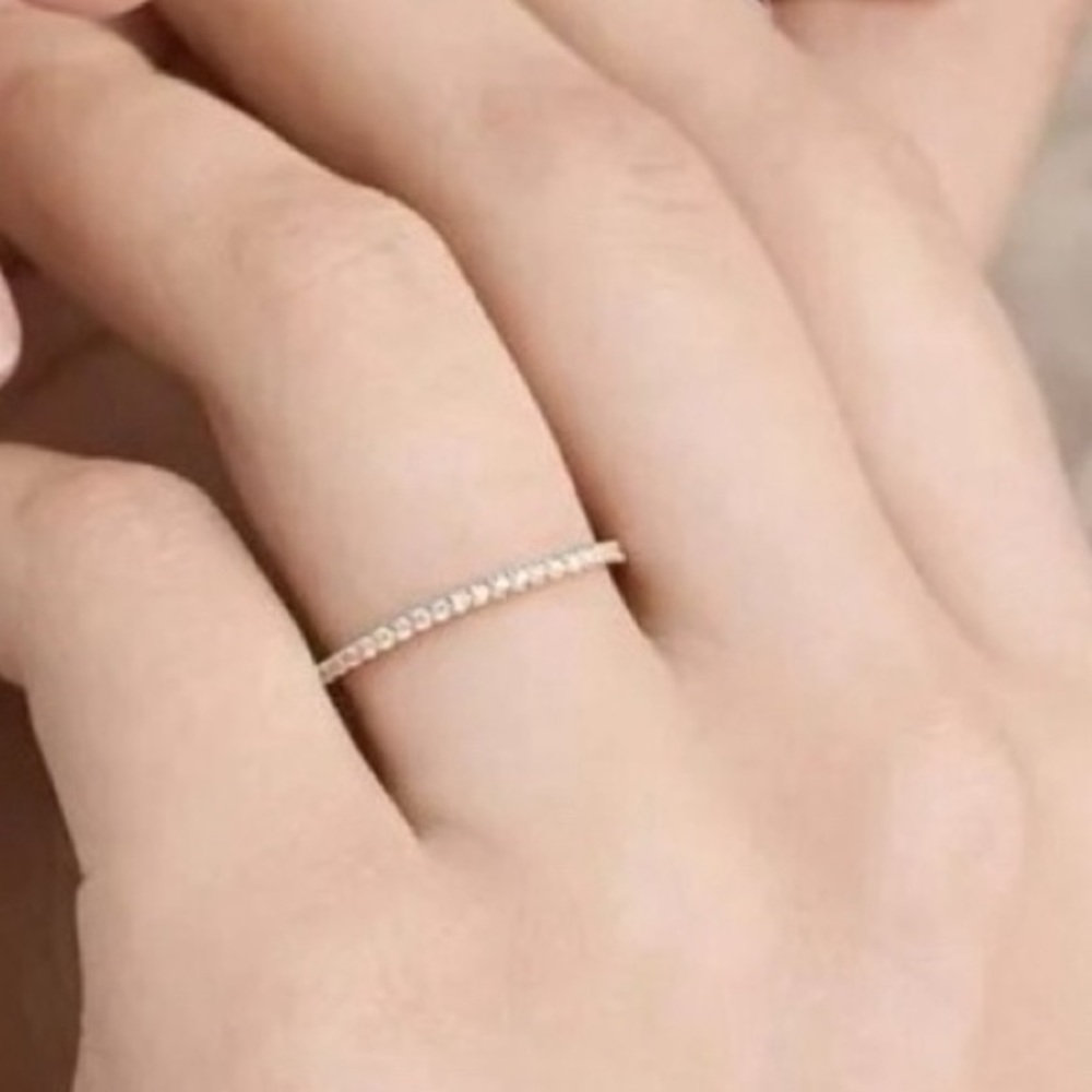 894. Moissanite .925 Sterling Silver Eternity Band 18K Gold Plated Ring - Picture 5 of 8